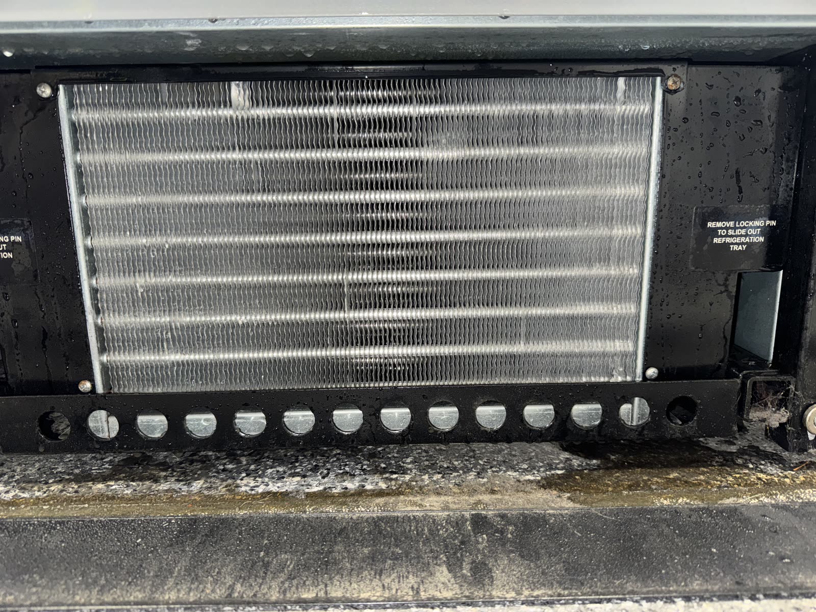 Evaporator coil — heavy fouling cleared — after