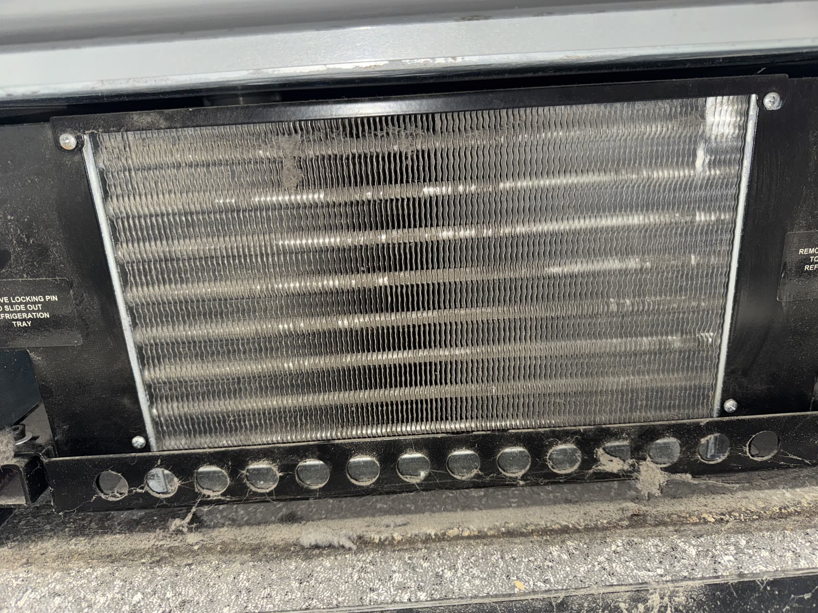Evaporator coil — heavy fouling cleared — before