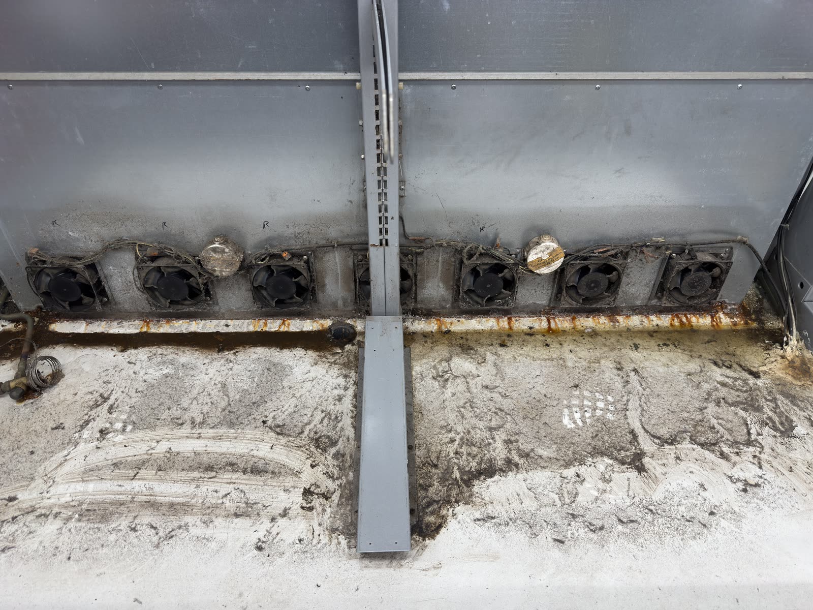 Display fridge fan units — dust, grime and rust cleared — before